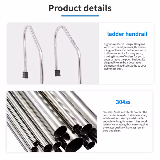 Échelle de piscine à 3 marches en acier inoxydable Échelle de piscine en acier inoxydable 304